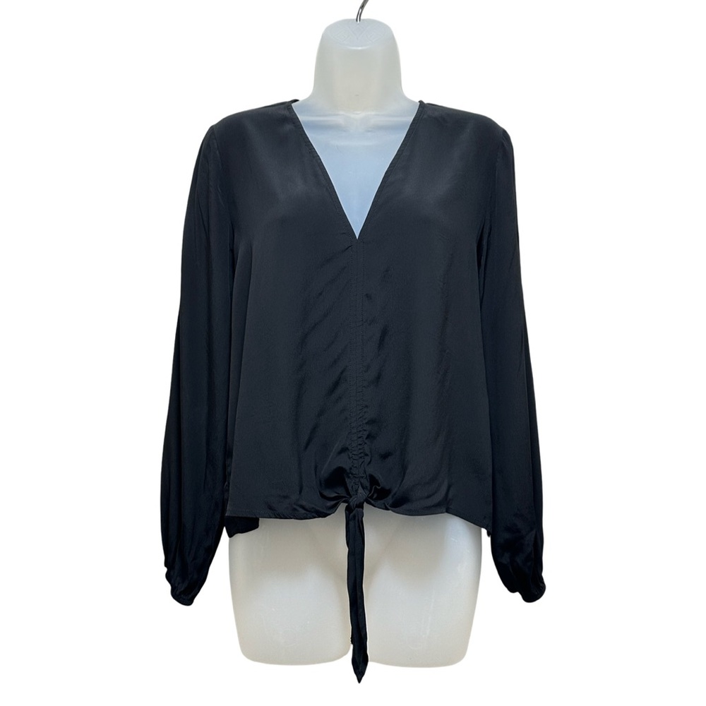 Lovestitch Bara Tie-Front Black Top Sz M